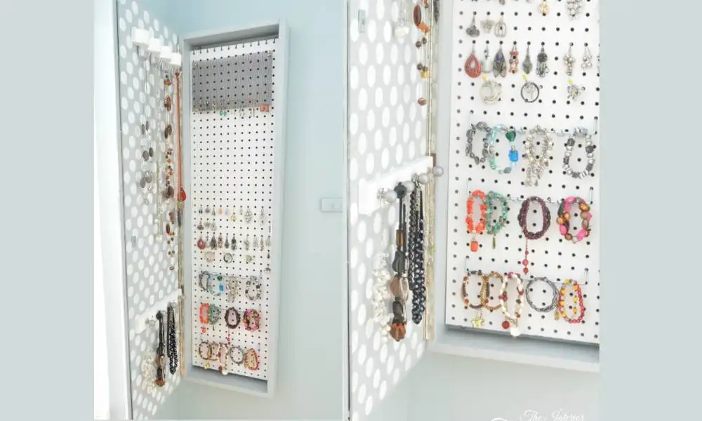 Pegboard Jewelry Wall - DIY Jewelry Organizers